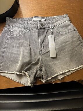 Tractr Gray Raw Hem High-Rise Jean Shorts